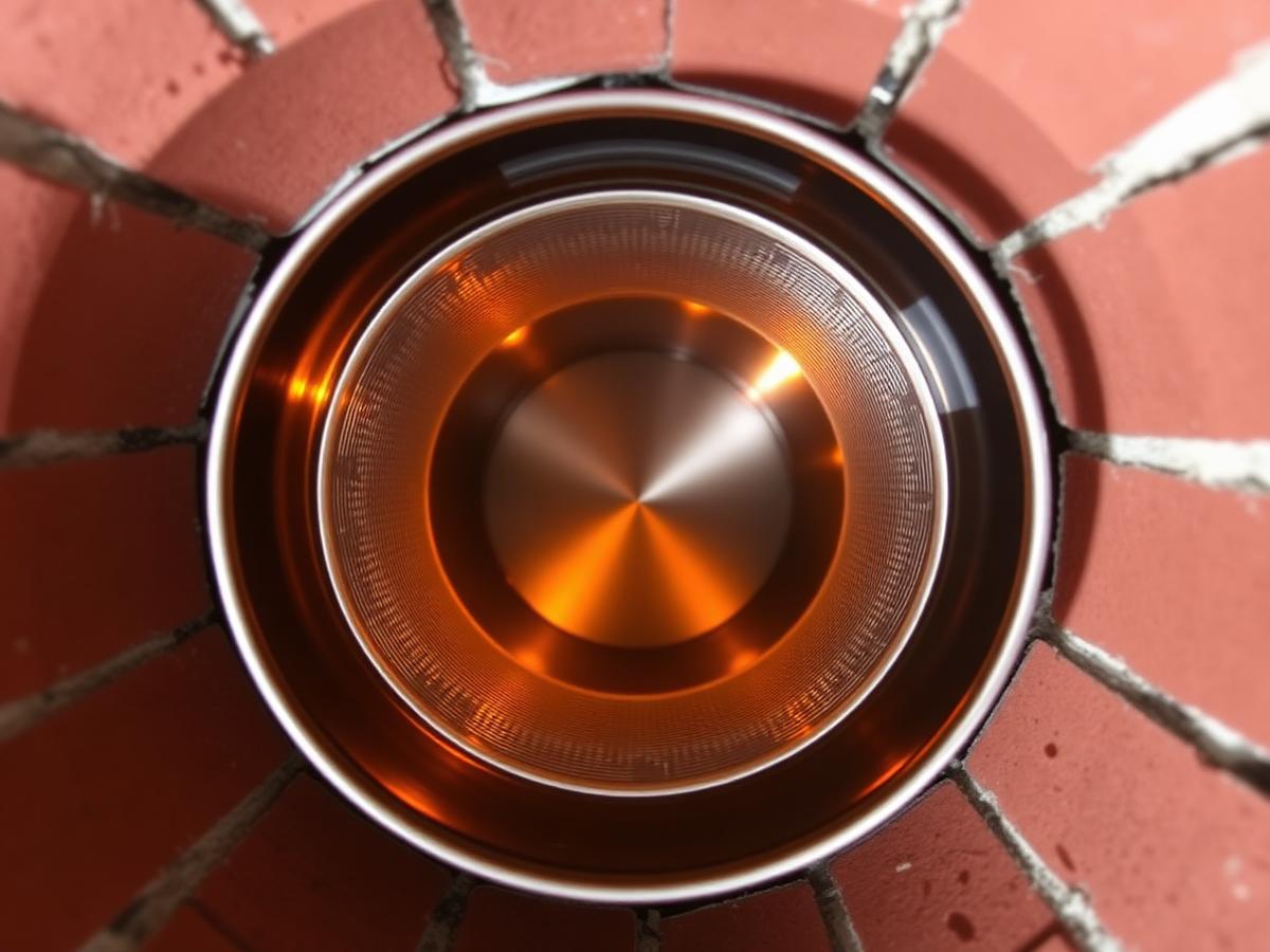 Tubage inox brillant installé dans une cheminée en briques